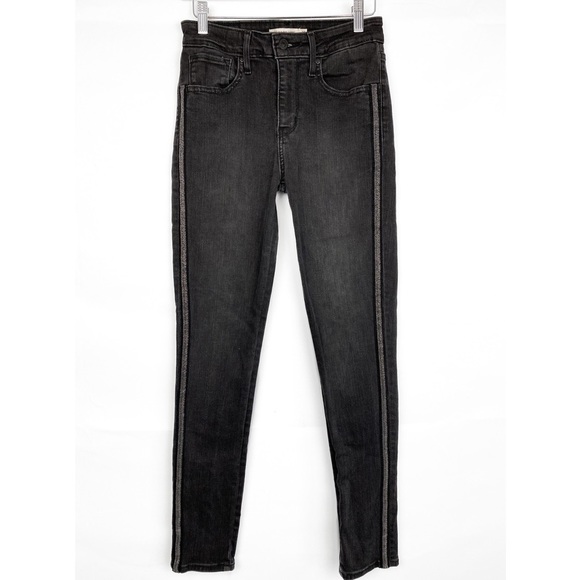 Levi's 721 High Rise Skinny Black Beaded Premium Denim Jeans in Glam Nights - 27 - Picture 3 of 11